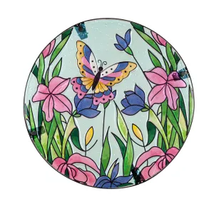 14" Glass and Metal Plant Stand, Butterfly,84g4886