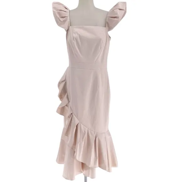$179 NWT ANTONIO MELANI Lori Sateen Off The Shoulder Dress Size 4 Pink R…
