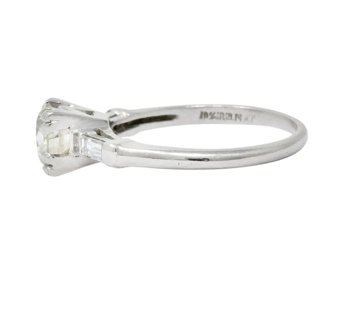 1940's Retro 1.08 CTW Diamond Platinum Engagement Ring
