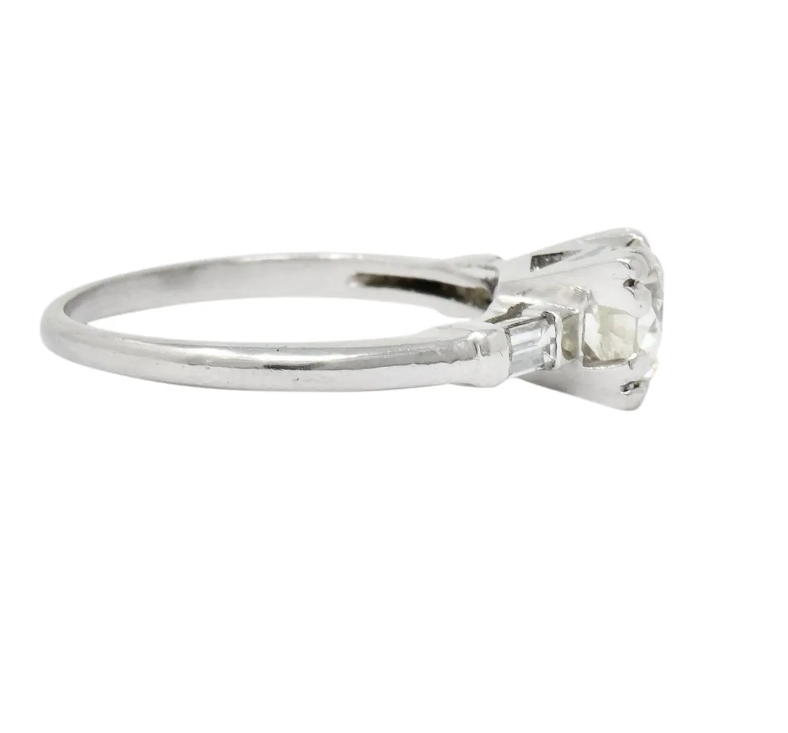 1940's Retro 1.08 CTW Diamond Platinum Engagement Ring