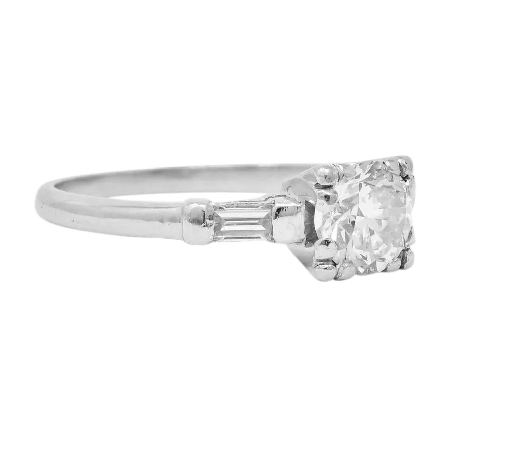 1940's Retro 1.08 CTW Diamond Platinum Engagement Ring