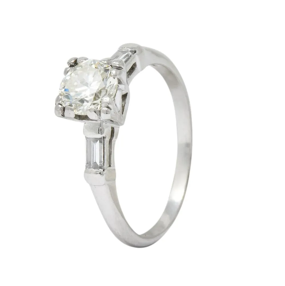 1940's Retro 1.08 CTW Diamond Platinum Engagement Ring