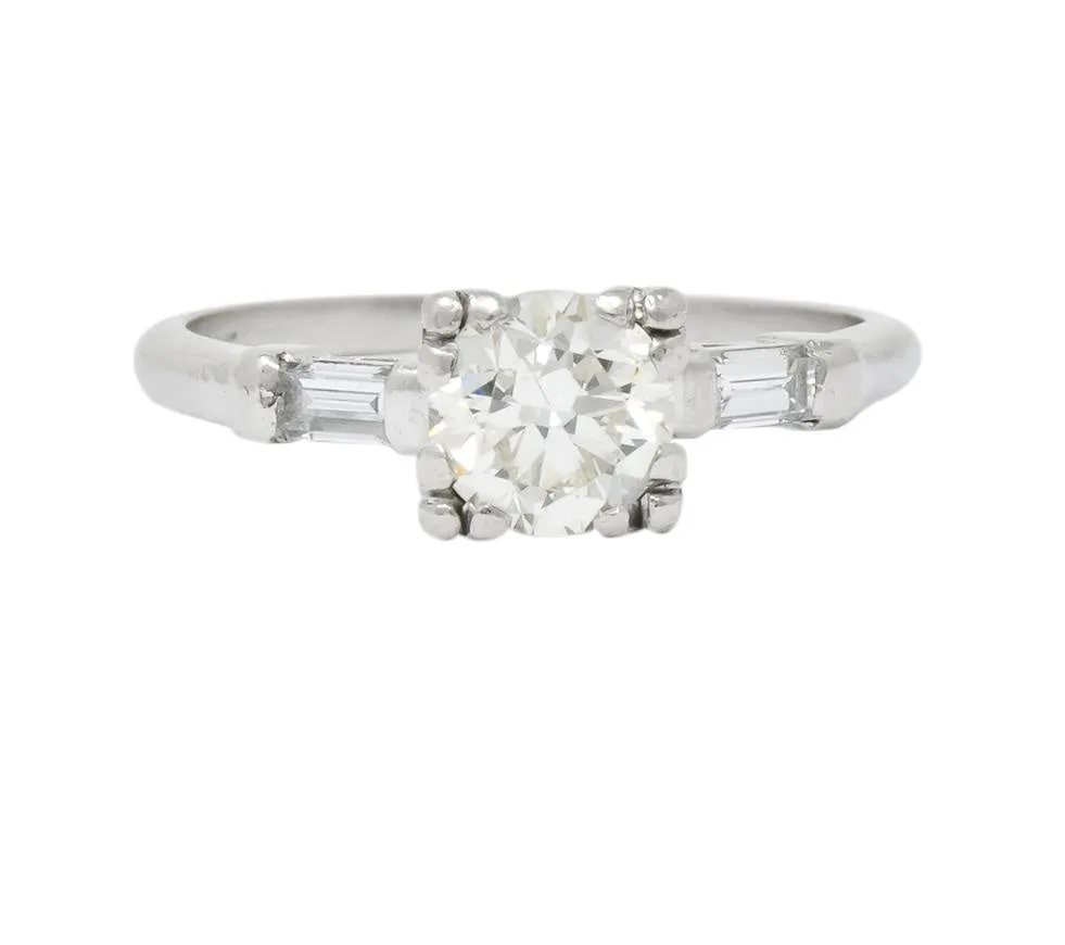 1940's Retro 1.08 CTW Diamond Platinum Engagement Ring