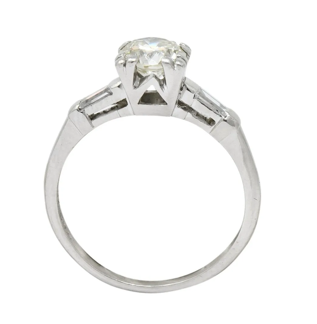 1940's Retro 1.08 CTW Diamond Platinum Engagement Ring