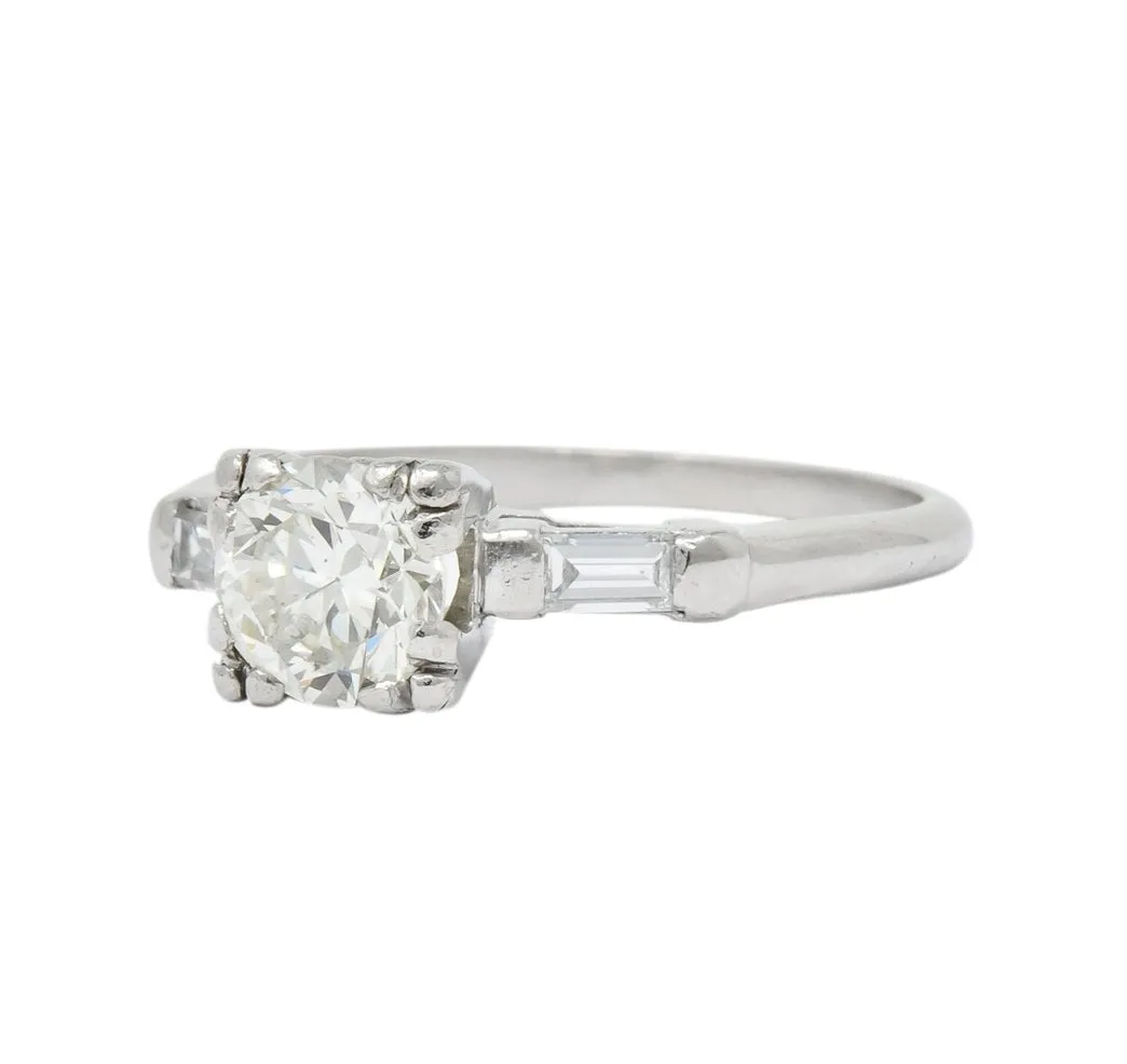 1940's Retro 1.08 CTW Diamond Platinum Engagement Ring