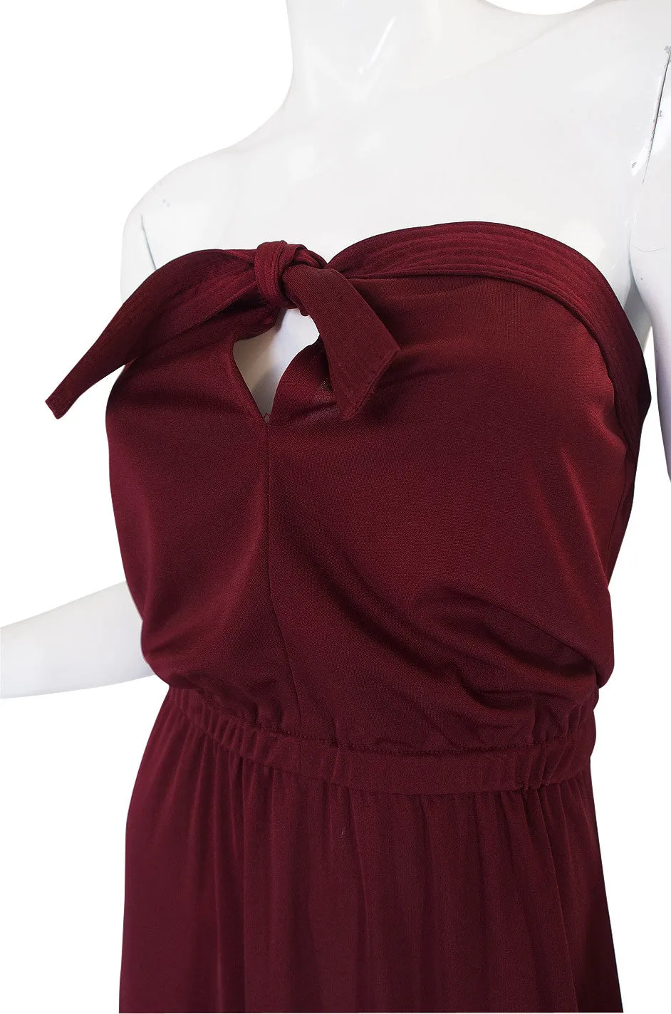 1970s Joy Stevens Strapless Maxi Dress