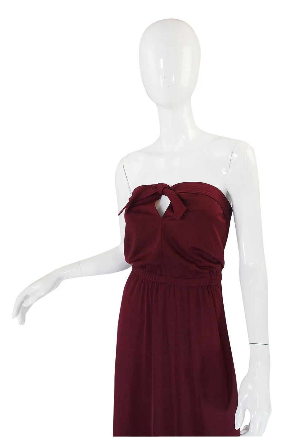 1970s Joy Stevens Strapless Maxi Dress