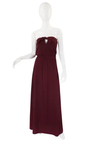 1970s Joy Stevens Strapless Maxi Dress