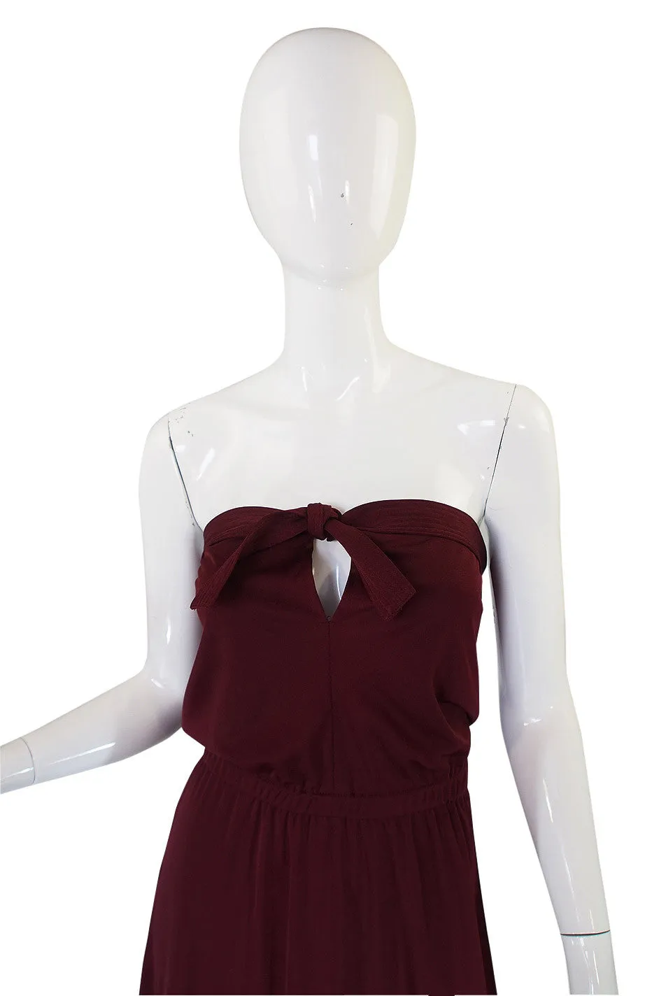 1970s Joy Stevens Strapless Maxi Dress