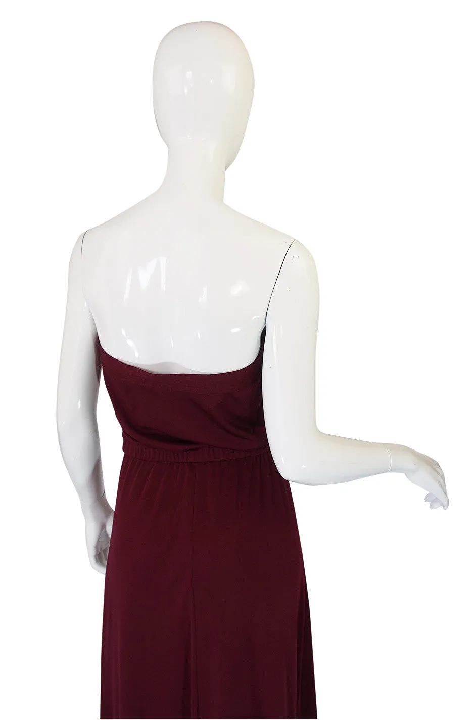 1970s Joy Stevens Strapless Maxi Dress