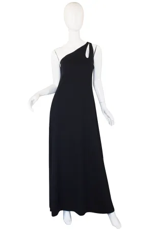 1970s One Shoulder Keyhole Jersey Dress