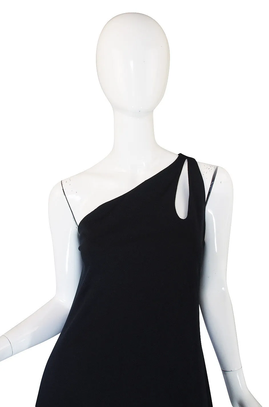1970s One Shoulder Keyhole Jersey Dress