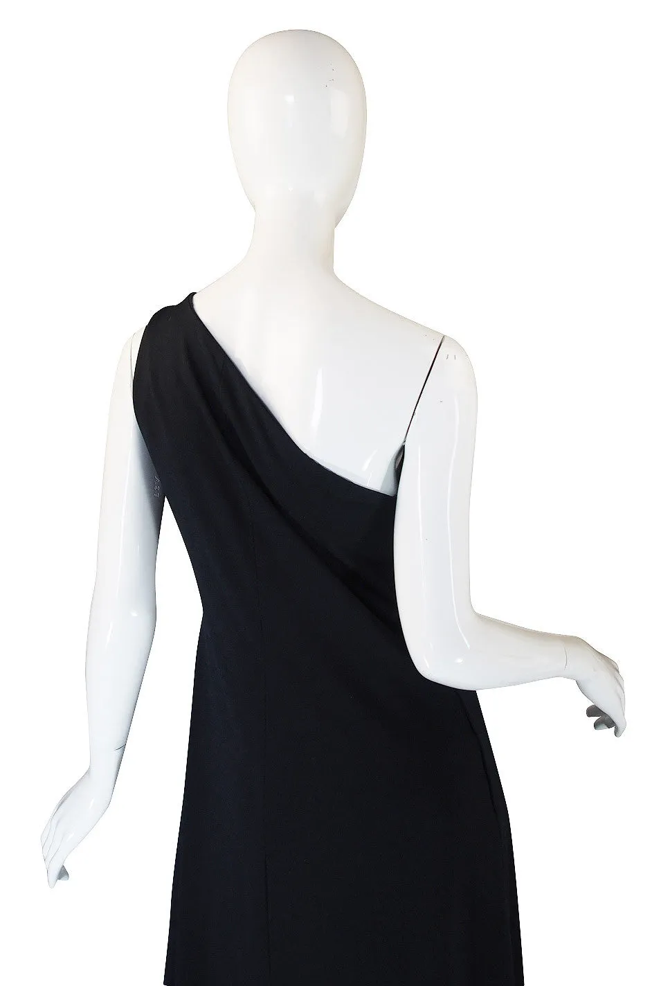 1970s One Shoulder Keyhole Jersey Dress