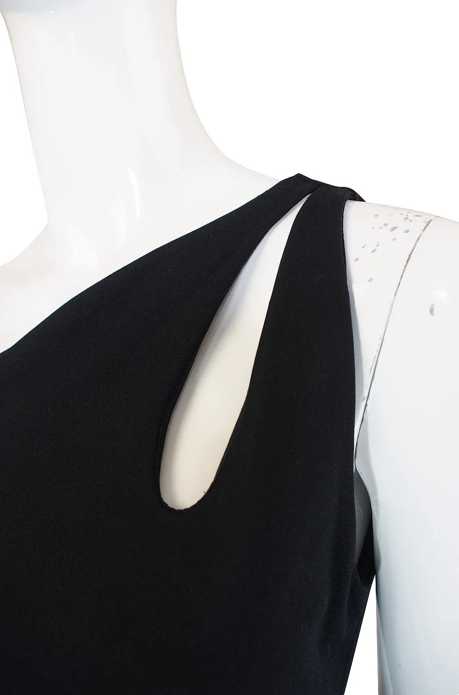 1970s One Shoulder Keyhole Jersey Dress