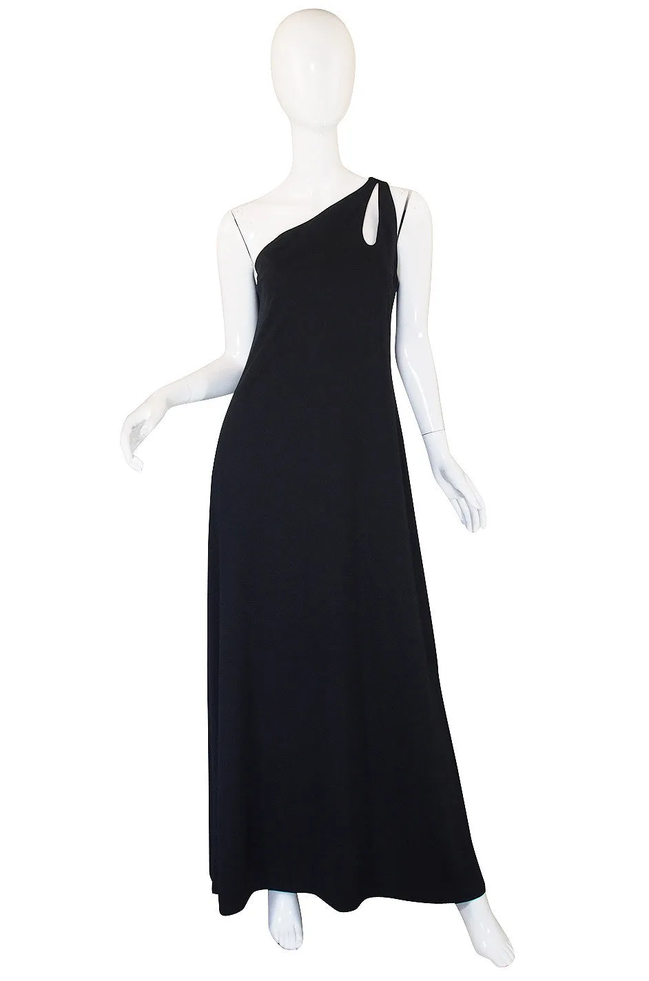 1970s One Shoulder Keyhole Jersey Dress