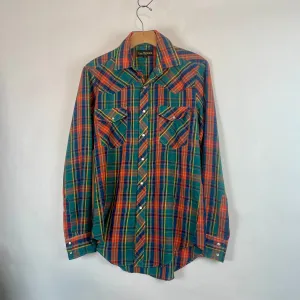 1970s Tips Fashion plaid pearl snap shirt
