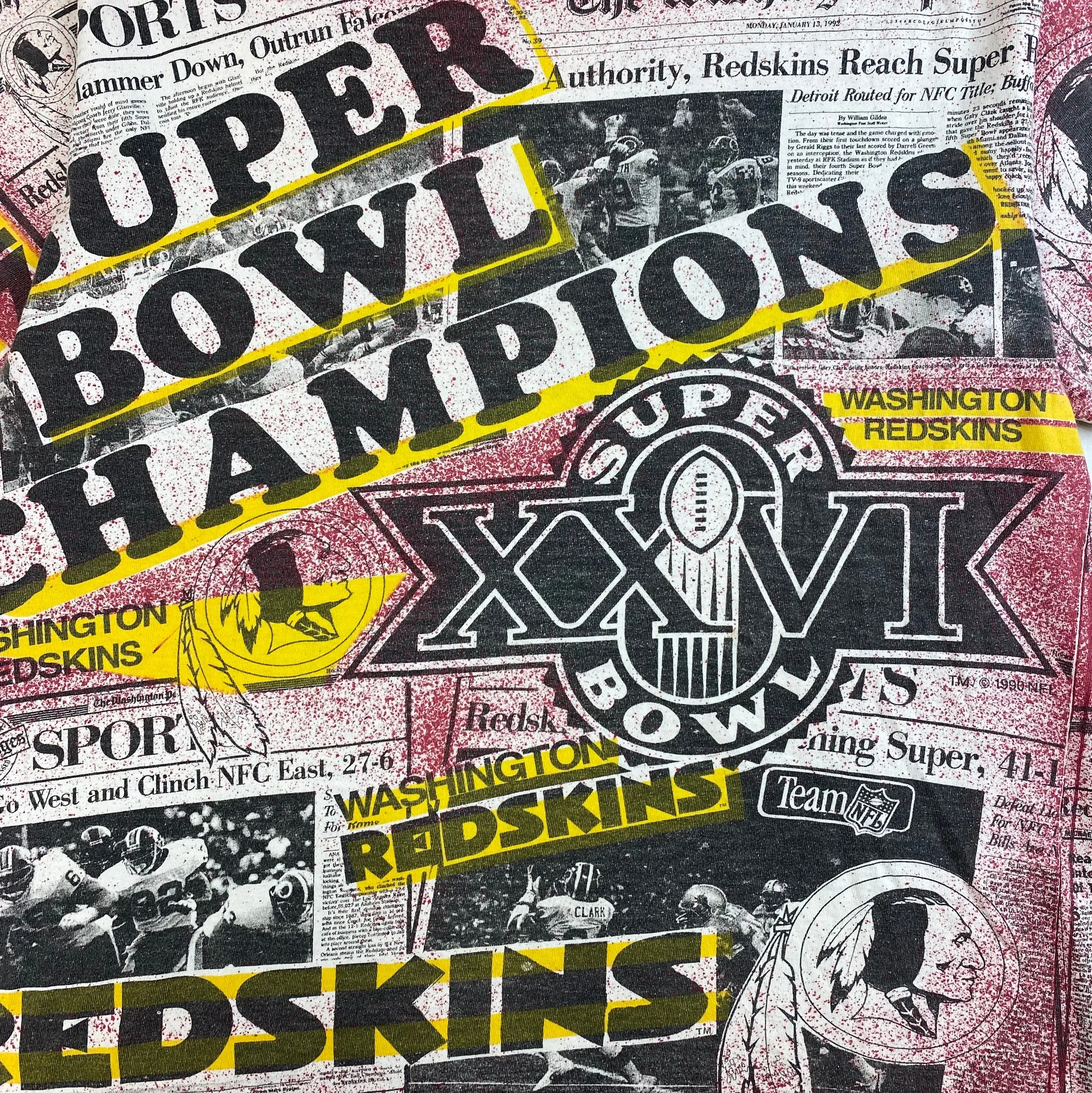 1990 Washington Redskins All Over Print T-Shirt