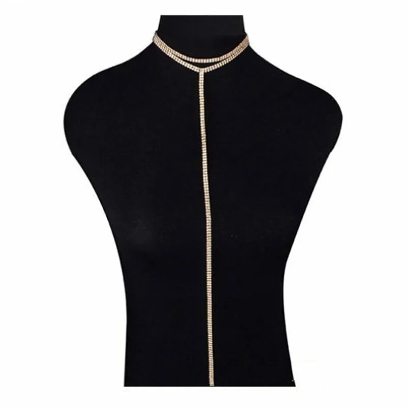 1PCS Y Lariat Layered Studded Necklace
