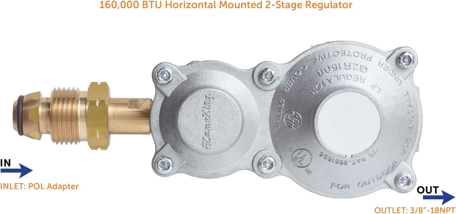 2 Stage Propane LP Horizontal Super Compact Regulator with PO 100lb tank,