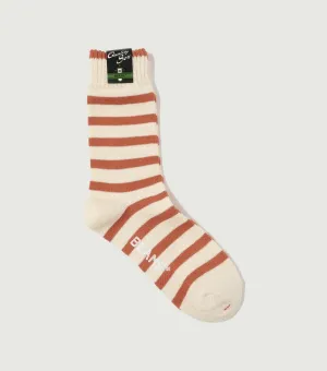 2 Tone Stripe Socks Rust