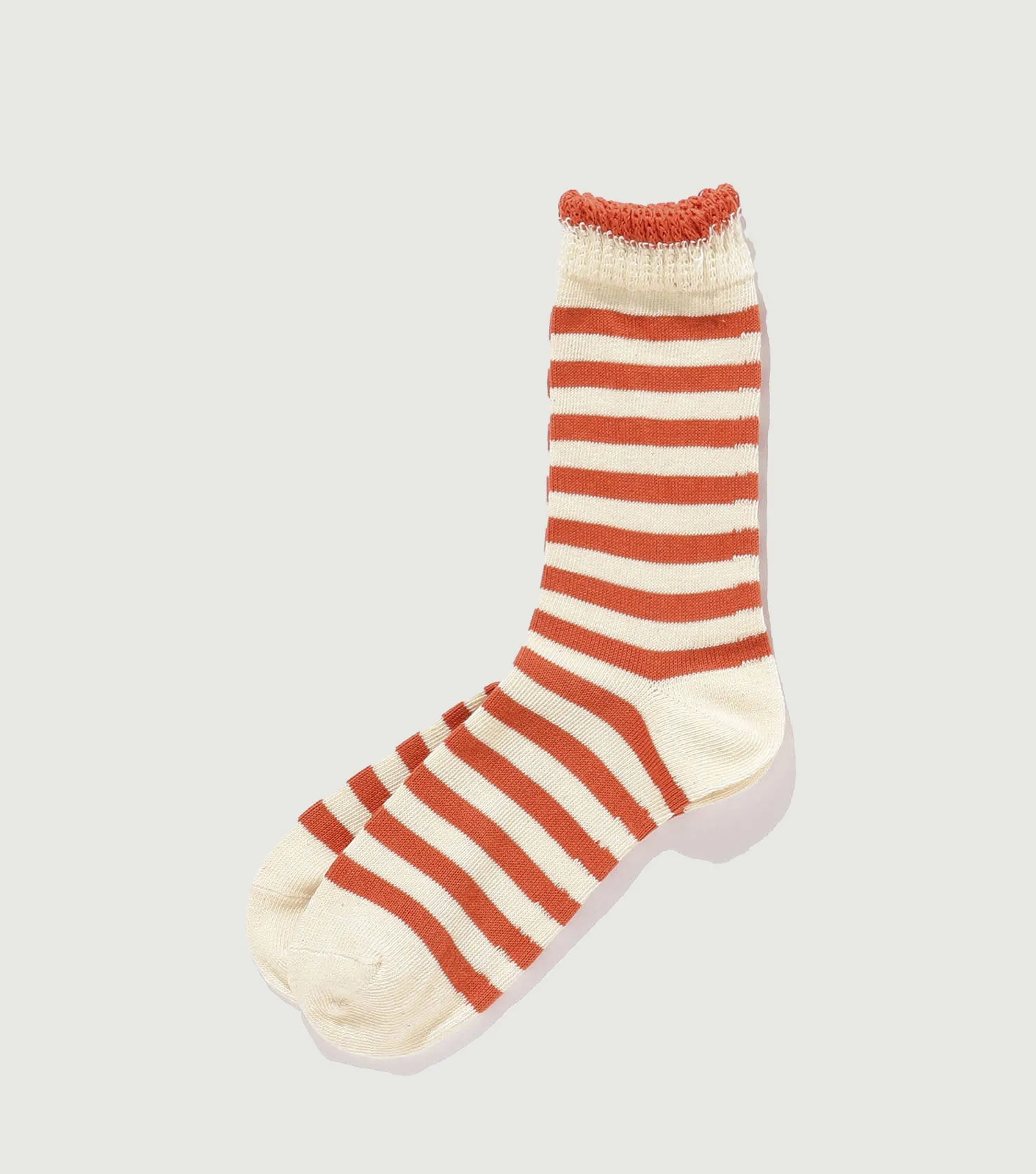 2 Tone Stripe Socks Rust