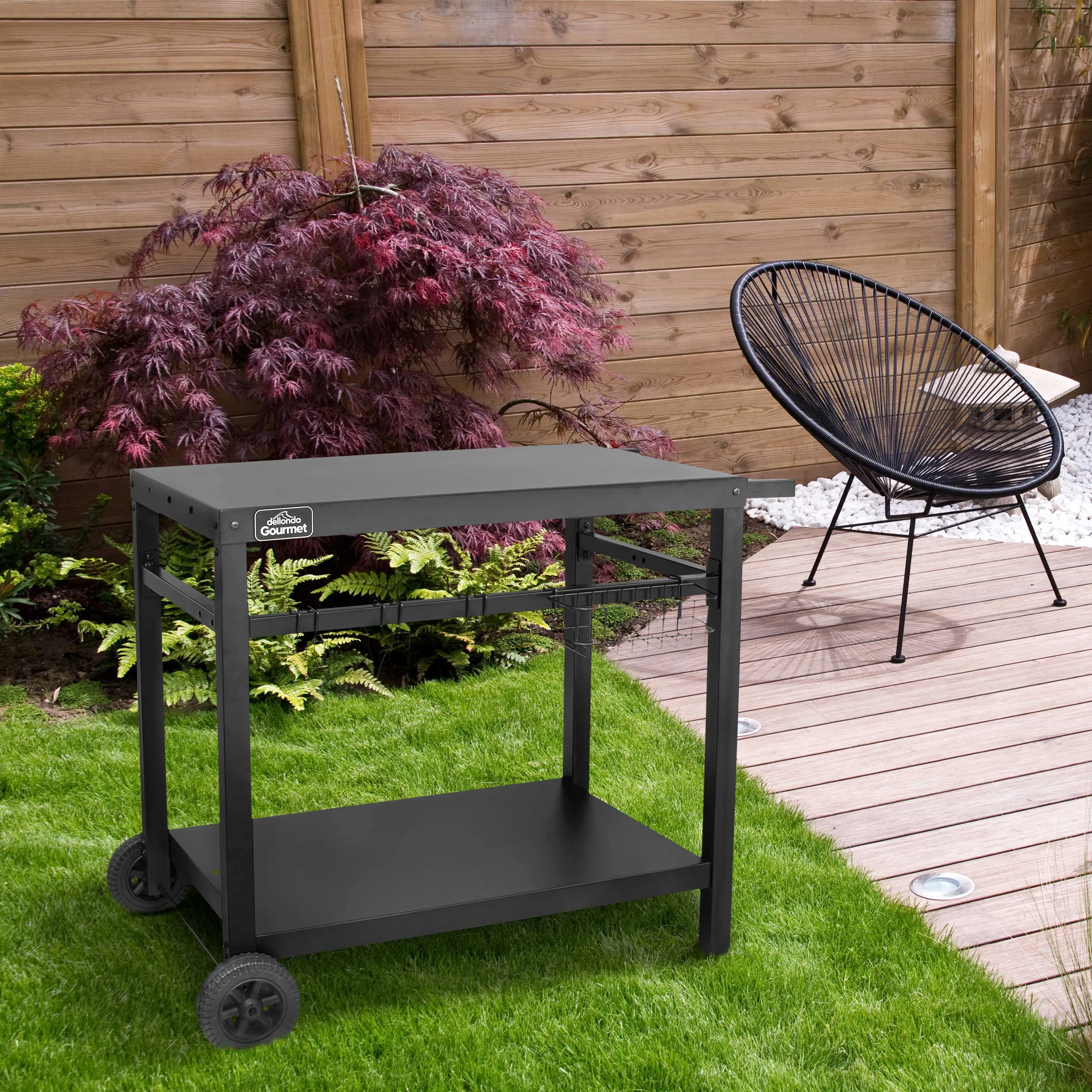 3 Burner Portable Gas Plancha 7.5kW BBQ Griddle with Cover & Trolley - DG250