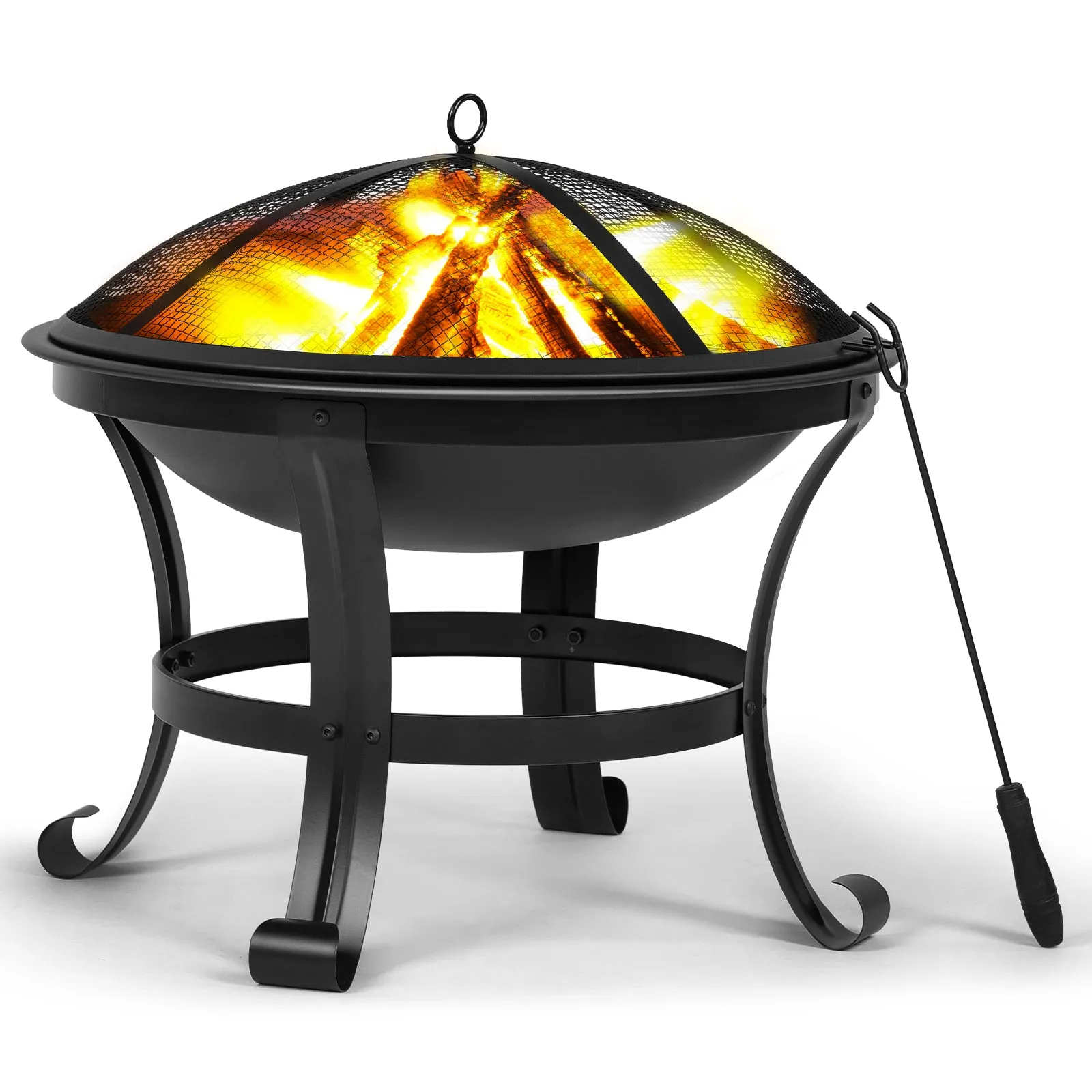 56CM Outdoor 3 in 1 Metal Fire Pit Set for Garden