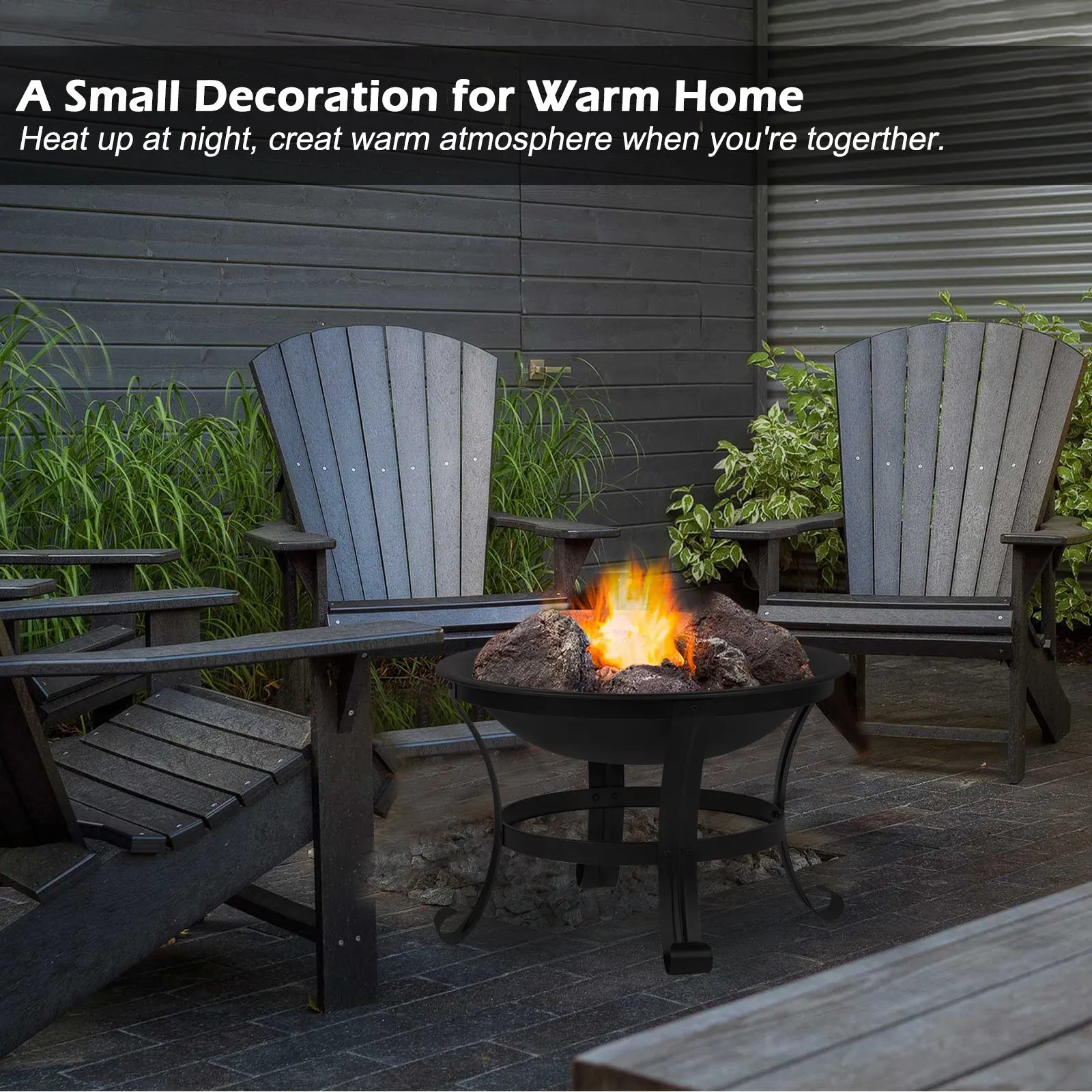 56CM Outdoor 3 in 1 Metal Fire Pit Set for Garden