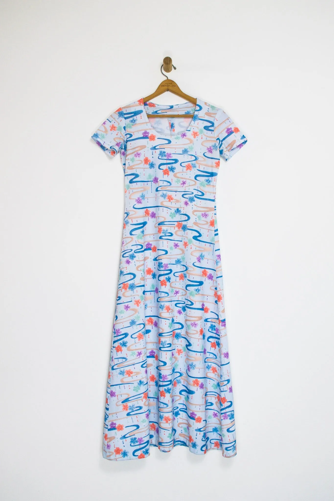 70’s PASTEL WAVE MAXI DRESS / MEDIUM
