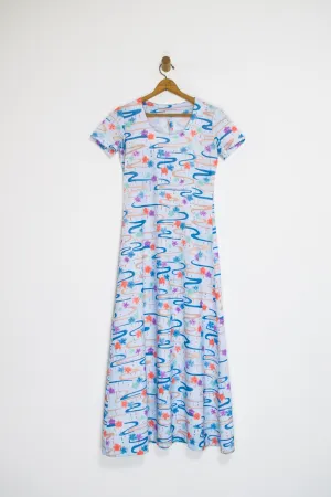 70’s PASTEL WAVE MAXI DRESS / MEDIUM