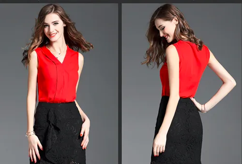 A New Fashion Women Chiffon Shirt  V-neck