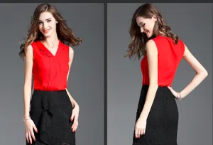 A New Fashion Women Chiffon Shirt  V-neck