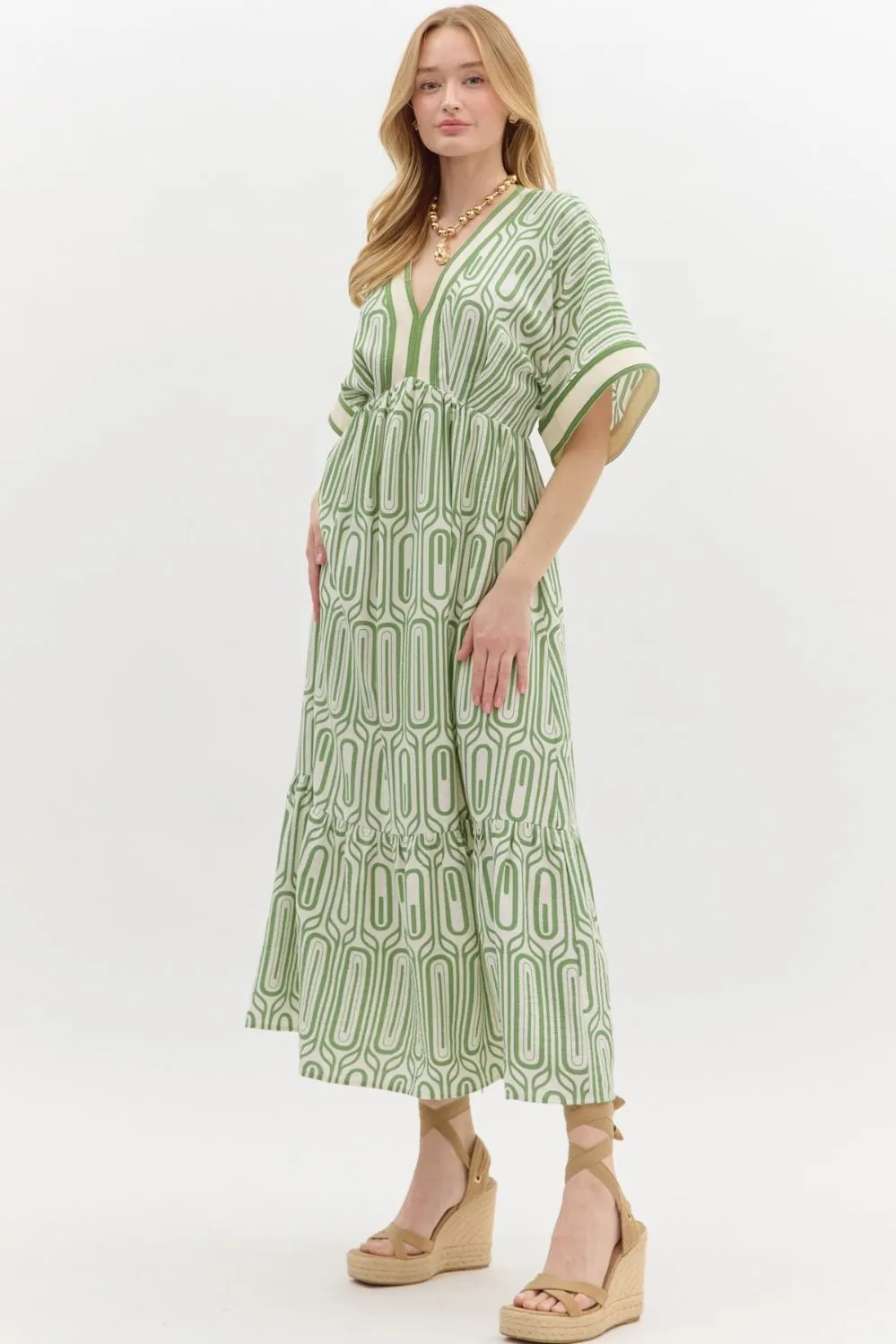 Abstract Maxi Dress - Green (S-2X)