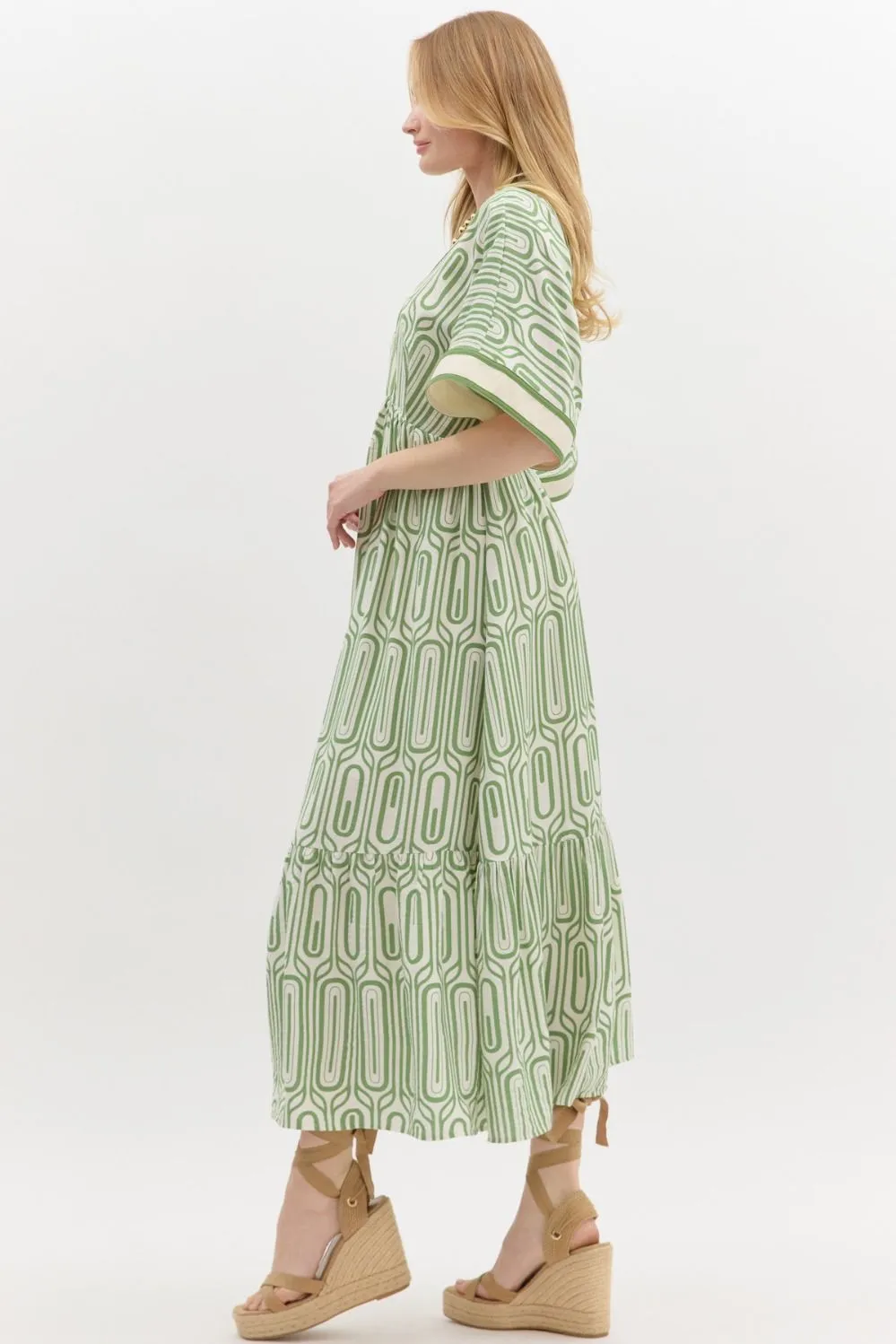 Abstract Maxi Dress - Green (S-2X)