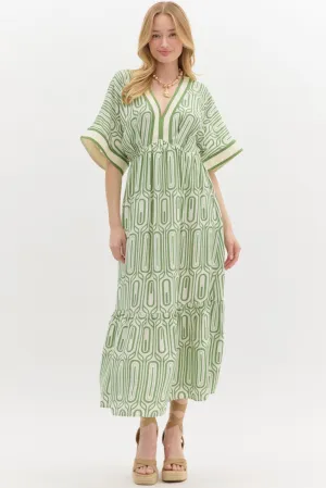 Abstract Maxi Dress - Green (S-2X)