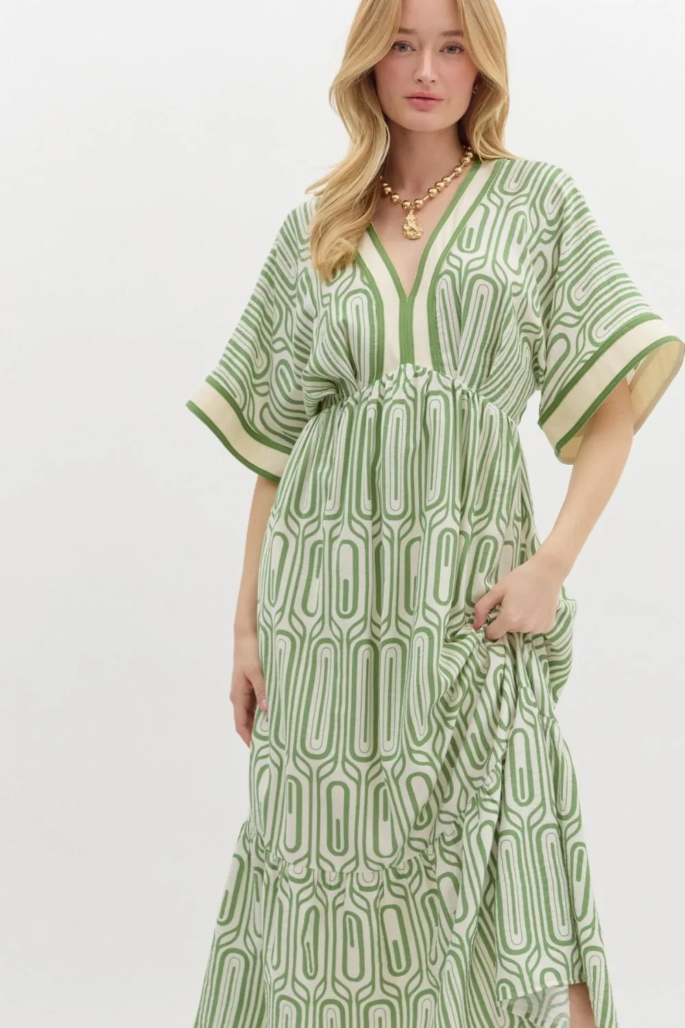 Abstract Maxi Dress - Green (S-2X)