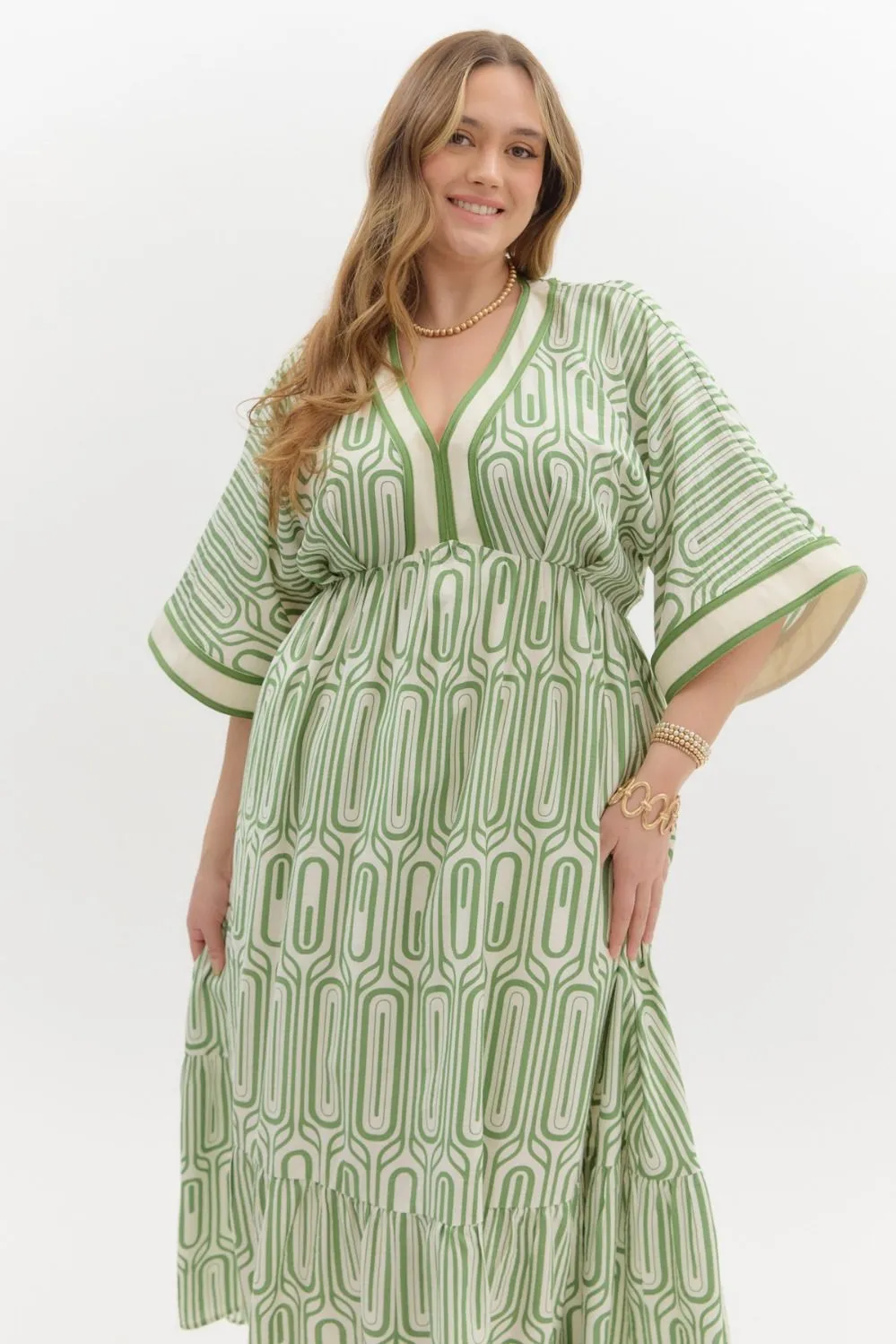 Abstract Maxi Dress - Green (S-2X)
