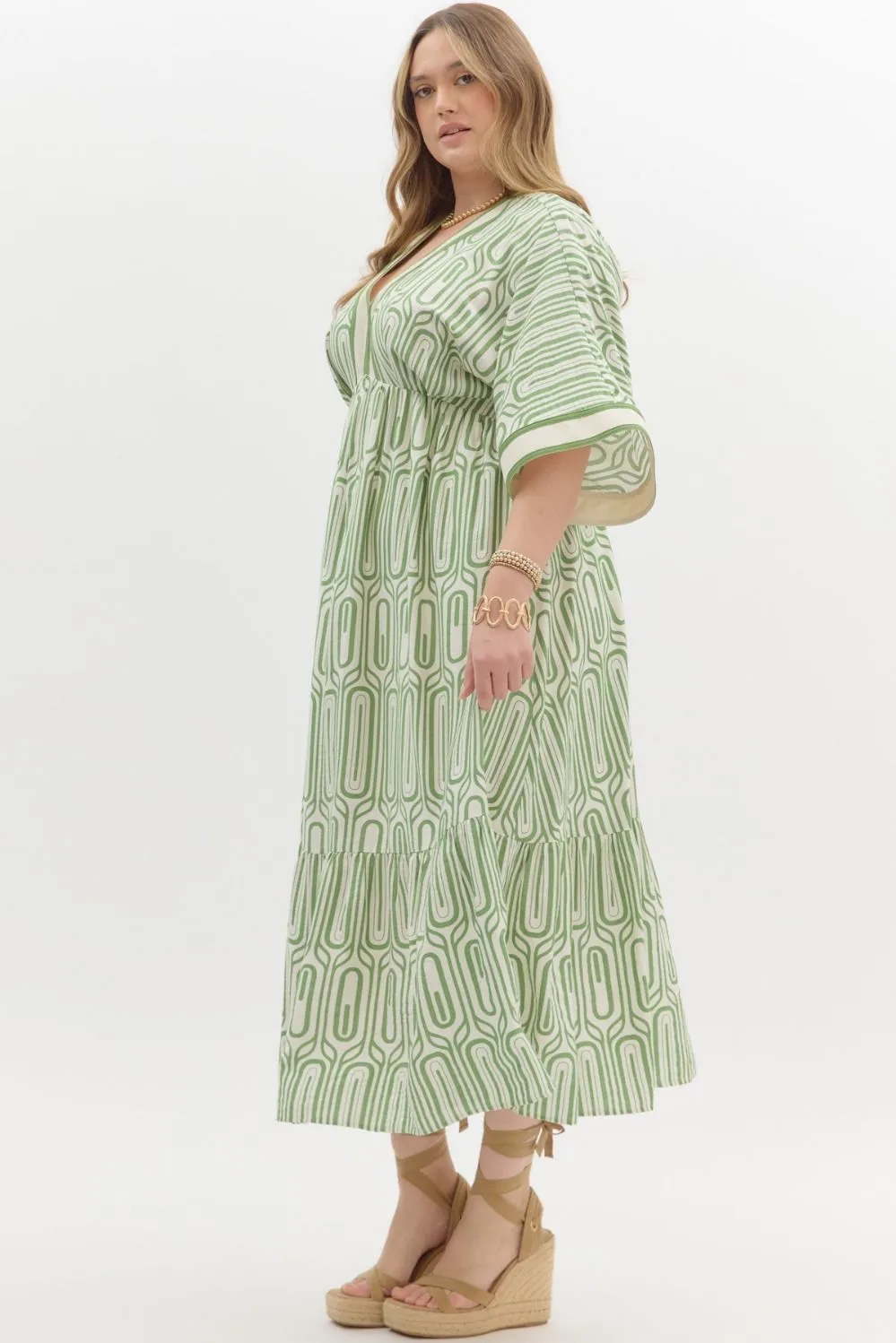 Abstract Maxi Dress - Green (S-2X)