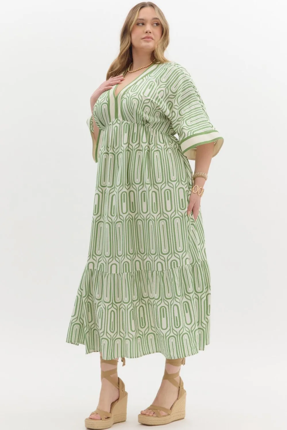 Abstract Maxi Dress - Green (S-2X)