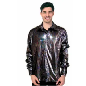 Adult 70s Disco Shirt - Black Oil Slick