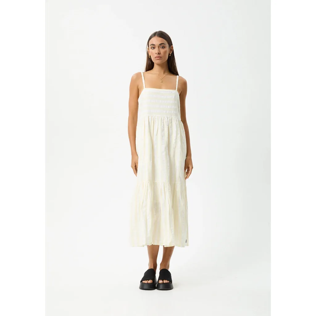 AFENDS SPLICE ORGANIC MAXI DRESS - WHITE/LEMONGRASS