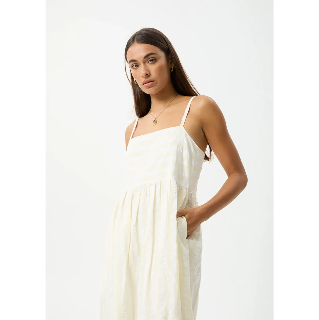 AFENDS SPLICE ORGANIC MAXI DRESS - WHITE/LEMONGRASS