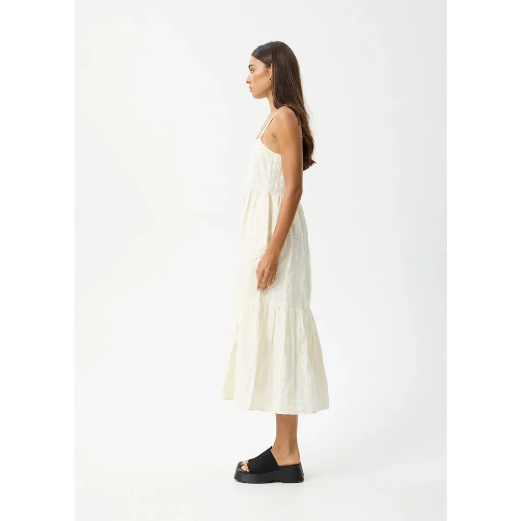 AFENDS SPLICE ORGANIC MAXI DRESS - WHITE/LEMONGRASS