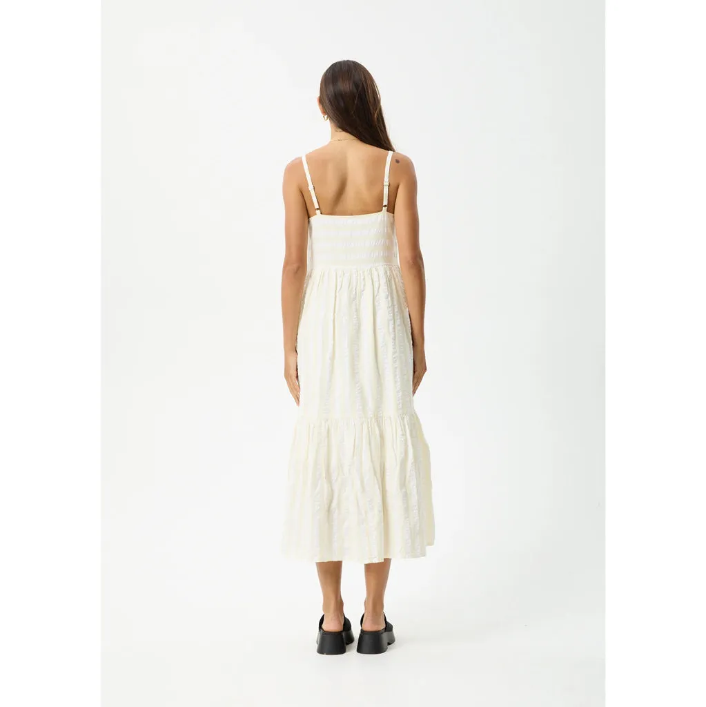 AFENDS SPLICE ORGANIC MAXI DRESS - WHITE/LEMONGRASS
