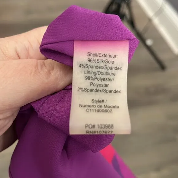Alice   Olivia Pink and Purple Geometric Print Racerback Flowy Dress Size Small