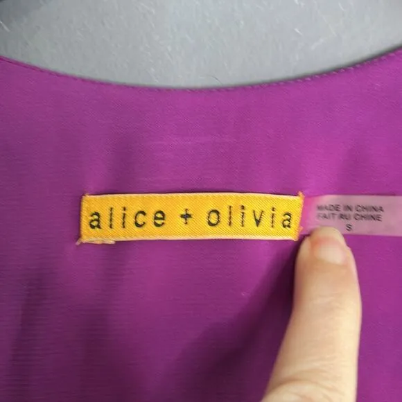 Alice   Olivia Pink and Purple Geometric Print Racerback Flowy Dress Size Small