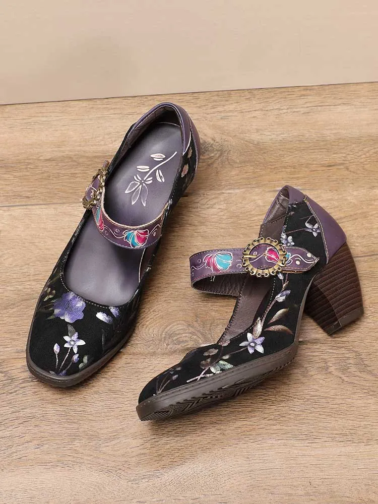 Alisson Handmade Floral Leather Shoes