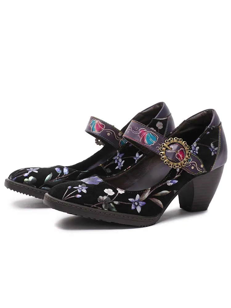 Alisson Handmade Floral Leather Shoes