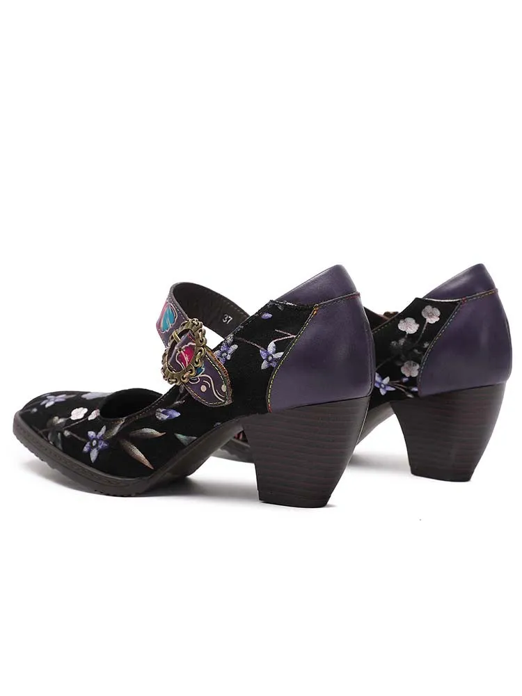Alisson Handmade Floral Leather Shoes