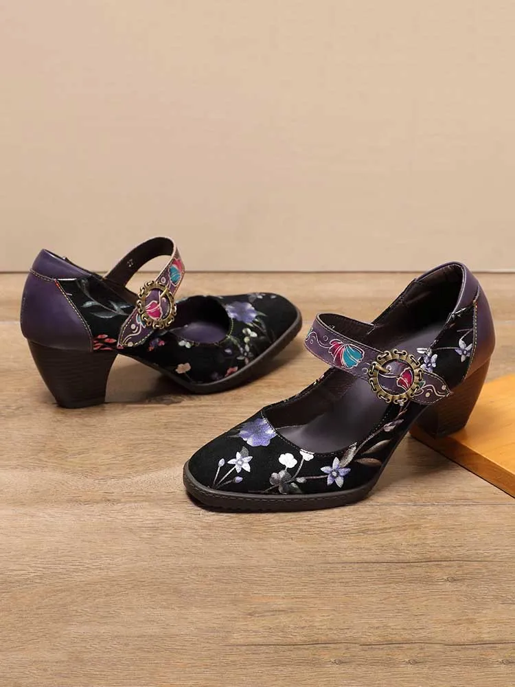 Alisson Handmade Floral Leather Shoes